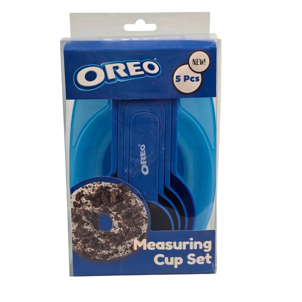 Oreo 5 Piece Measuring Cup Set Blue Plastic Nesting Kitchen Tools OR6071 NEW